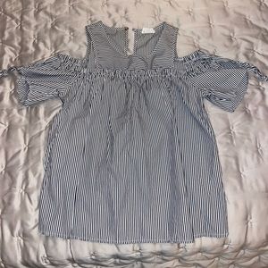 Navy and White Striped Blouse